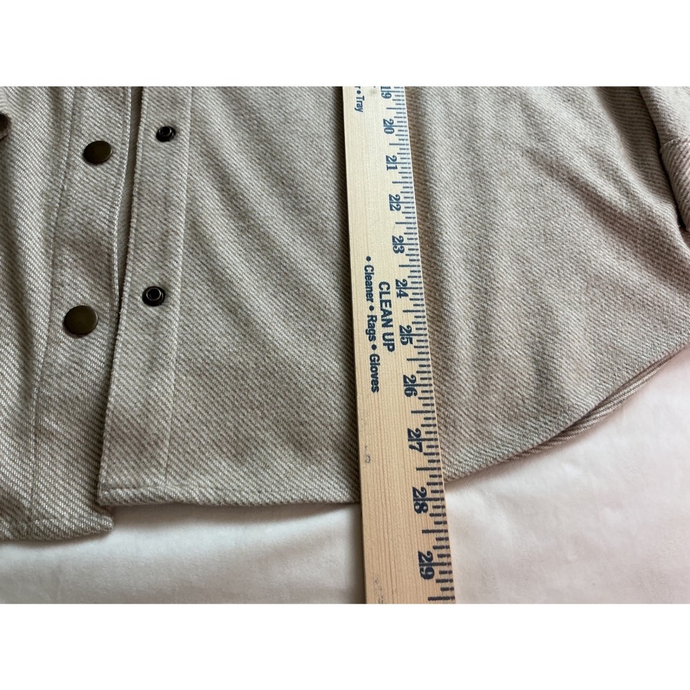 GH Bass Co Long Sleeve Oversized Shacket Shirt Jacket Beige Herringbone Size L - Picture 6 of 8